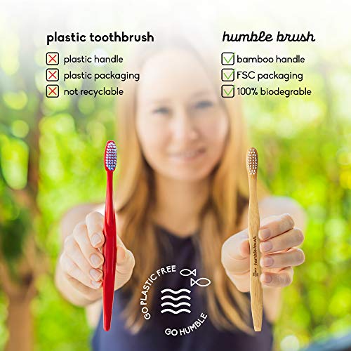 The Humble Co. Cepillo de Dientes de Bambú Paquete Familiar (5-p) | Cerdas Suaves | Biodegradable, Ecológico, Vegano para su Cuidado Bucal Diario, Aprobado por el Dentista