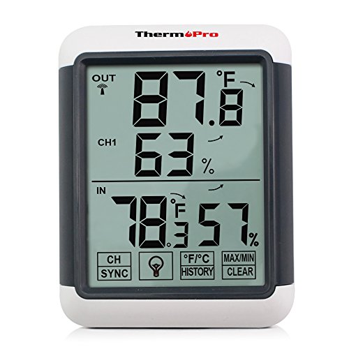 ThermoPro TP65 Termómetro Higrómetro Digital para Interior y Exterior Medidor de Humedad y Temperatura Inalámbrico con Pantalla Táctil Grande y Retroiluminación