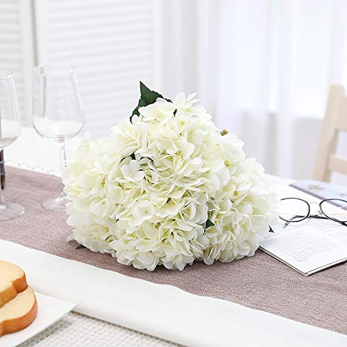 Tifuly Artificial Hydrangea Flower, 5 PCS Ramos de hortensias de Seda de Tallo Largo para Bodas, hogar, Hotel, decoración de Fiestas, centros de Mesa(Blanco)