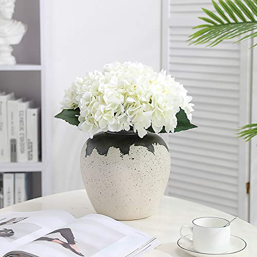 Tifuly Artificial Hydrangea Flower, 5 PCS Ramos de hortensias de Seda de Tallo Largo para Bodas, hogar, Hotel, decoración de Fiestas, centros de Mesa(Blanco)