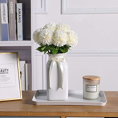 Tifuly Flores de Hortensia Artificial, 6 Piezas de crisantemo de Seda pequeña Bola de Flores para la decoración de la Oficina del jardín del hogar, Ramos de Novia, arreglos Florales(Blanco)