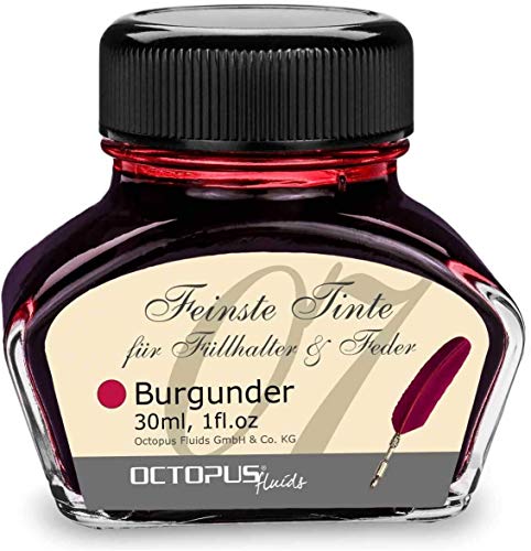 Tinta de pluma estilográfica en tinta de vidrio, Tinta para pluma estilográfica, Tinta estilográfica en Borgoña 30ml tintero, Tinta para caligrafía