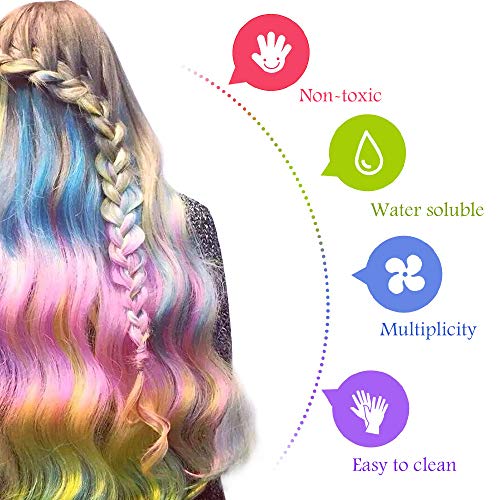 Tiza para el pelo,12 colores temporales de cabello,perfectos para fiestas, Halloween, disfraces, festivales, Cosplay y más,Para cualquier tipo de cabello