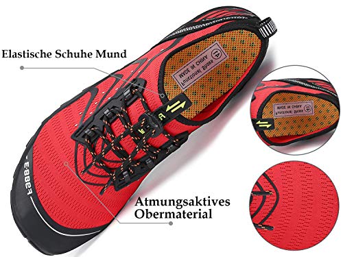 Tmaza Zapatos de Agua Hombre Secado Rápido Zapatos de Surf Mujer Respirable Antideslizante Escarpines Snorkel para Vela,Kayak,Buceo Rojo Manzana Caramelo 41 EU