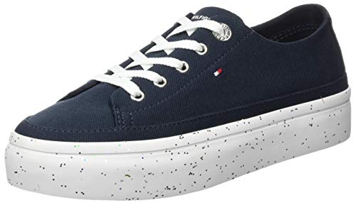 Tommy Hilfiger Glitter Flatform Trainers, Zapatillas Deportivos para Mujer, Azul (Desert Sky Dw5), 39 EU