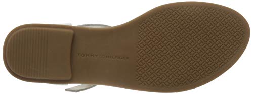 Tommy Hilfiger Metal Ring Leather Flat SND, Chanclas para Mujer, Blanco (Ivory Ybi), 41 EU