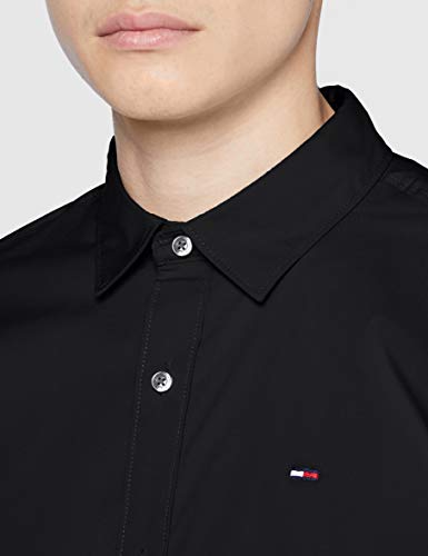 Tommy Hilfiger Original Stretch Camisa, Negro (Tommy Black 078), Large para Hombre