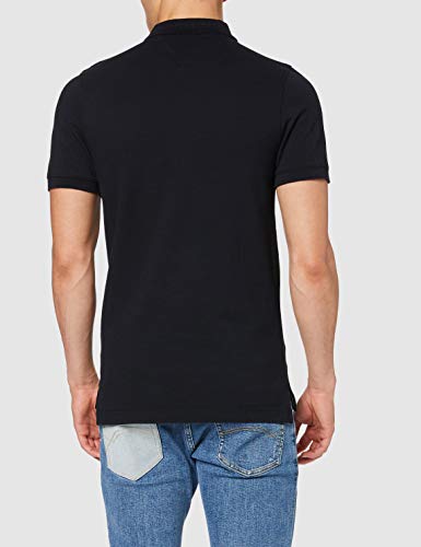 Tommy Hilfiger Piqué P Camiseta Polo con Cierre de 3 Botones, Negro (Tommy Black), L para Hombre