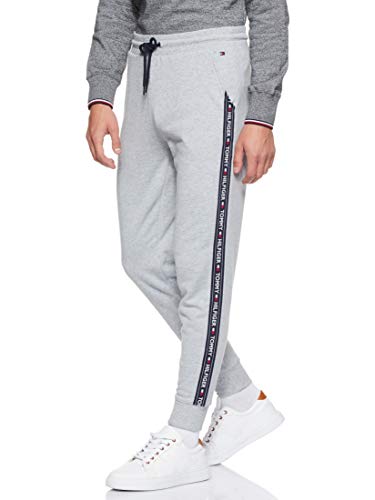 Tommy Hilfiger Repeat Logo Tape Joggers Pantalones Deportivos, Gris (Grey Heather), Medium para Hombre