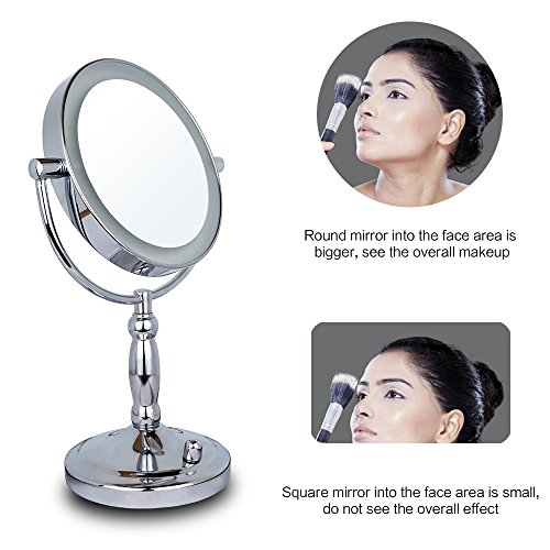 Tongxinying Espejo de Maquillaje Iluminado con Aumento 7X, Espejo de Vanidad con Interruptor Ajustable de Luz LED, Espejos con Luz de Doble Cara Ovalada de 7 Pulgadas Espejo para Baño, Dormitorio