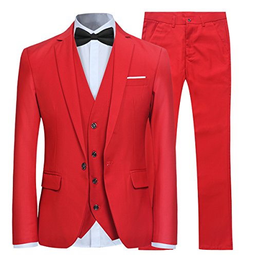 Trajes para Hombre 3 Piezas Slim Fit Boda Esmoquin Formal Un botón Cerrar Blazers Chaqueta Chaleco Pantalones