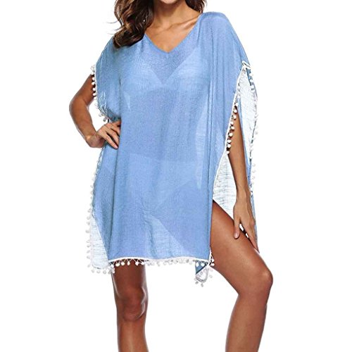 Túnica De Playa Mujer Fashion Casual Anchas Abiertas Bikini Cover Up Elegantes Transparentes Aireado Modernas Casual V Cuello con Tassel Poncho De Playa Vestidos De Verano Vestido Playa