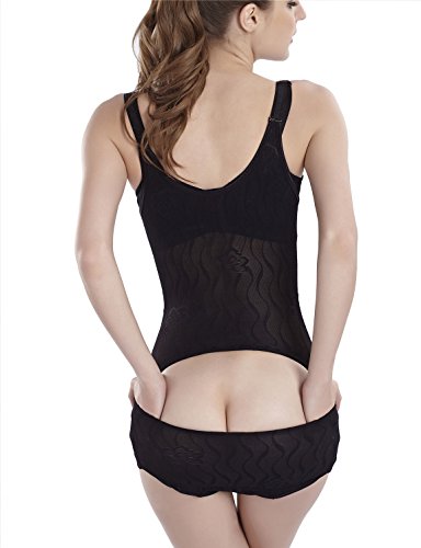 tuopuda Body faja reductora mujer abdomen con Gancho,Corsé Faja sin costuras (XXL(Waist 24.6-29.6 inch), negro)