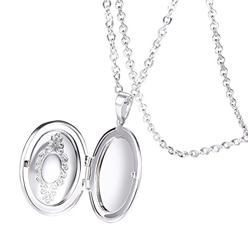 U7 Guardapelo relicario Memorable del Tono Plata Collar para Mujer Hombre