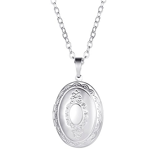 U7 Guardapelo relicario Memorable del Tono Plata Collar para Mujer Hombre