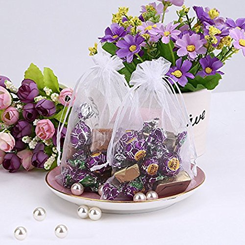 UCLEVER 50 Piezas bolsitas de organza Bolsas de Tul para Regalos Joyas Bodas Tansparente Blanco 17x23 cm