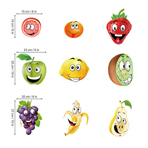 ufengke Pegatinas de Pared Fruta Cocina Vinilos Adhesivas Pared Plátano Limón Manzana Emoji para Dormitorio Habitación Infantiles Niños