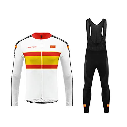 Uglyfrog Ciclismo Maillot Hombres Jersey + Pantalones Largos Culote Mangas Largas de Ciclismo Conjunto de Ropa Maillot para Deportes al Aire Libre Ciclo CXML07F