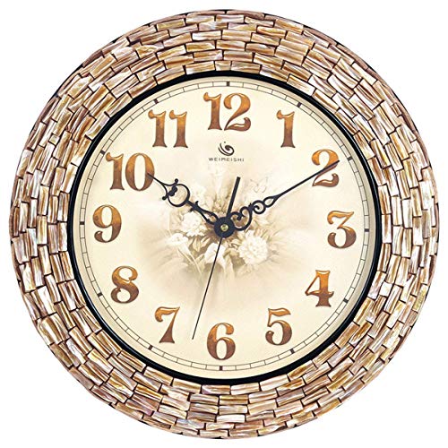 UHRKS Reloj de Pared clásico, Reloj de Cuarzo Redondo silencioso, Moderno, Hecho a Mano, Grande, sin pulir, de 18 Pulgadas para Sala de Estar/Oficina