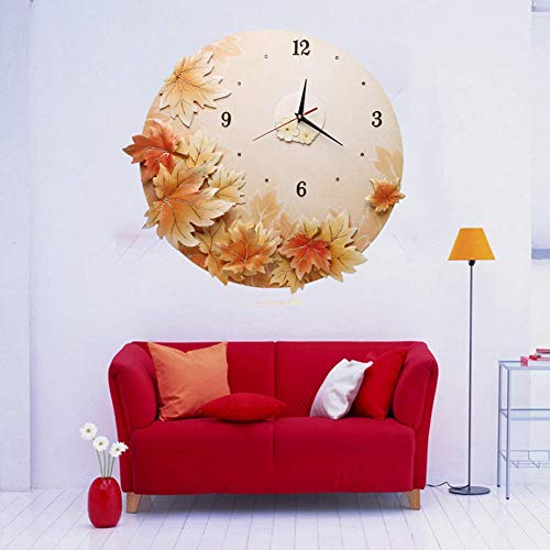 UHRKS Reloj de Pared de decoración Moderna, Relojes de Tiempo artesanales Pintados a Mano en 3D Sala de Estar Europea Dormitorio Comedor Reloj Colgante de un Solo Lado