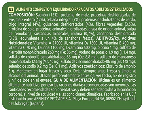 Ultima Pienso para gatos esterilizados adultos con salmón - 7.5 kg