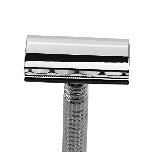 ULTNICE Maquinilla de Afeitar Clásica Manual de Acero Inoxidable de Doble Filo para Hombre (Plata)