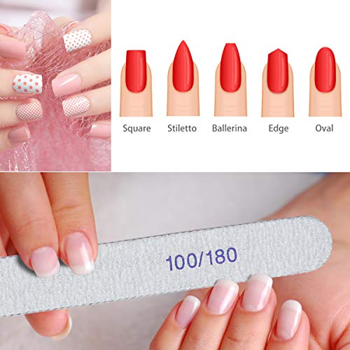 URAQT Limas de Uñas Profesionales 15pcs, Lima Uñas Gel 100/180, Limas para Uñas de Doble Cara Set Gel Acrílico Limas uñas con Lavable, Herramientas de Cuidado de Mascotas para Uso Doméstico y Salón