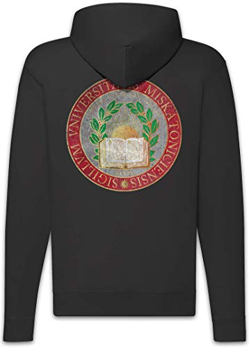 Urban Backwoods Miskatonic University Vi Vintage Sudadera con Capucha Y Cremallera para Hombre Zipper Hoodie Negro Talla L