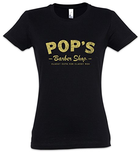 Urban Backwoods Pop'S Barber Shop Mujer Girlie Women T-Shirt - símbolo Marca Empresa Firma fábrica Consorcio Grupo Emblema Peluquero Peluquera peluquería barbero Tamaños XS - 2XL