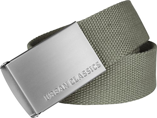 Urban Classics Belt Canvas Unisex, Hombre y Mujer, Correa de Tela, Cinturón de Cuerda sin Agujeros, con Logo en la Hebilla Cuadrada, Oliva, Talla Única