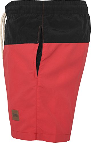 Urban Classics Block Swim Shorts Bañador, Multicolor (Negro/Rojo), X-Large para Hombre