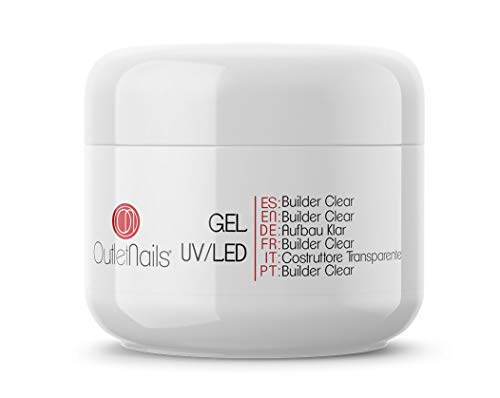 UV Gel Construcción Transparente 50ml | Builder Clear - Viscosidad Alta | Ideal para UV/LED | Outlet Nails