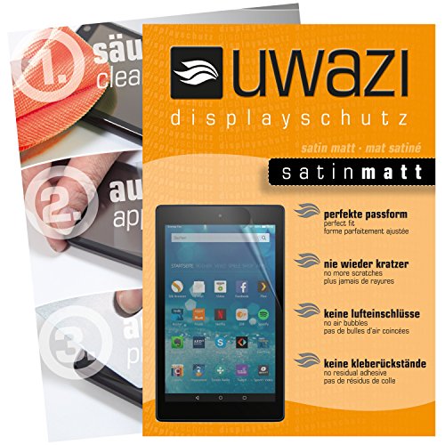 uwazi I 3x Láminas Protectoras Satinado Mate para la Pantalla del Amazon Fire HD 8 (tipo 2017) Láminas I Anti Huellas Dactilares I Anti Arañazos