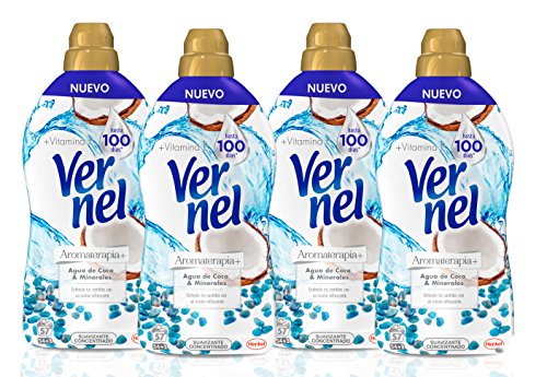 Vernel Aromaterapia Suavizante para la ropa Concentrado Coco - Pack de 4, total 228 Lavados