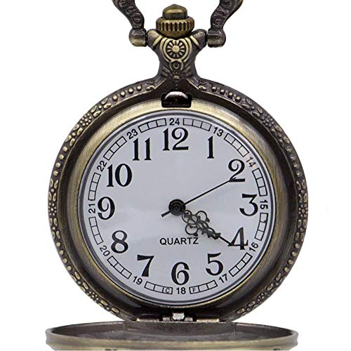 VFDGB Antiguo Retro Chino Dragón Cuarzo Reloj De Bolsillo Cadena Steampunk Hombres Mujeres Colgante Collar Reloj Regalo