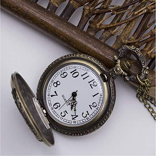 VFDGB Antiguo Retro Chino Dragón Cuarzo Reloj De Bolsillo Cadena Steampunk Hombres Mujeres Colgante Collar Reloj Regalo