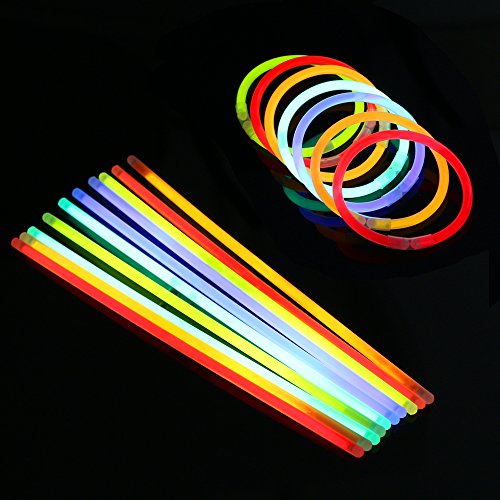 Vicloon Barras Luminosas, Pulseras Luminosas con Conectores, Kits para Crear Pulseras y Collares, Carnaval Festividad Fiestas Disfraces.(100pcs)