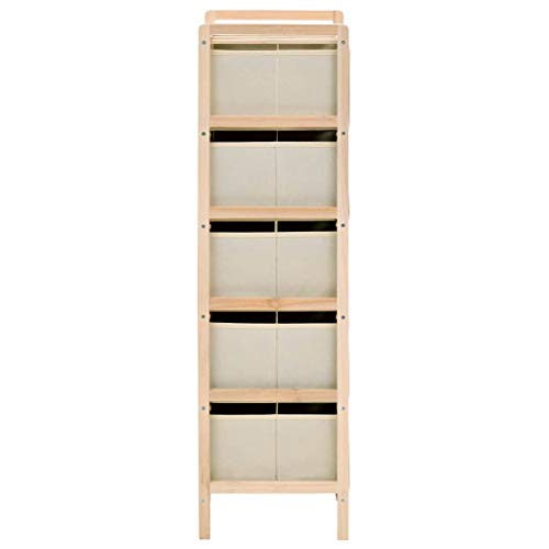 vidaXL Estante de Almacenamiento 5 Cestas Tela y Madera Cedro Beige Estantería