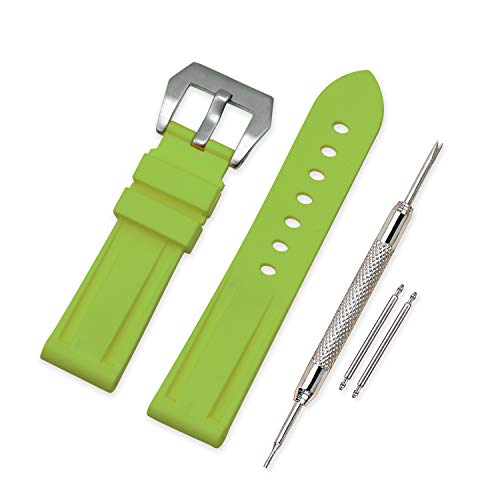 Vinband Correa Reloj Camuflaje Recambios Correa Relojes Caucho - 20mm, 22mm, 24mm, 26mm Silicona Correa Reloj con Hebilla de Acero Inoxidable Cepillado for Panerai (22mm, Green)