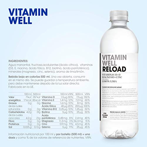 VITAMIN WELL RELOAD 12 x 500ml Una alternativa moderna, más sana y refrescante que los refrescos y zumos azucarados