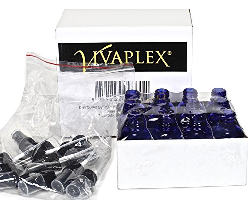 Vivaplex 2 oz Botellas de Vidrio con Negro Fino pulverizadores de neblina Azul Cobalto, de 12 Cargos