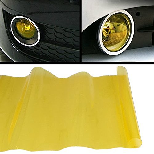 Vosarea 30 * 120 cm Coche Impermeable Luz antiniebla Auto Faros Faros Película de Tinte Pegatina de Etiqueta Que Cambia de Color (Amarillo)