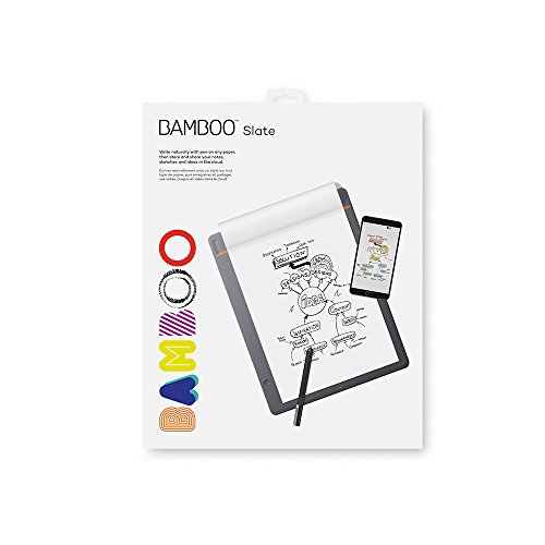 Wacom CDS-810S Bamboo Slate A4 - Cuaderno Digital para Apuntes y Dibujo, Compatible con Dispositivos iOS, Android y Windows, Incluye Bolígrafo, color Gris Medio