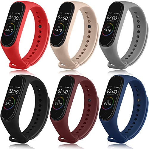 Wanme 6 Piezas Correa para Xiaomi Mi Band 4 Xiaomi Mi Band 3 Pulseras Reloj Silicona Banda Original para Xiaomi Mi Smart Band 4 Recambio Correa (6 Colores-A)