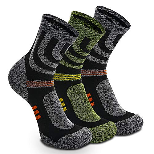 Weekend Peninsula 3 Pares Calcetines de Deportivos Deporte Running Senderismo para Hombre y Mujer de Trekking y Montaña Trabajo de Antiampollas (EU 38-42, 2 Gris + 1 Green - 3 Pares)