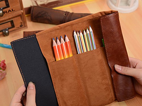 Weimay 1 Pcs PU Leather Pencil Case Travel Drawing Porta Lápices Más Adecuado para Escritores Artistas y Estudiantes Extra Large
