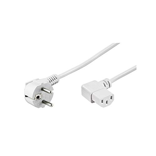 Wentronic NK 102 W - Cable de Red (Enchufe acodado a Conector IEC 320 C13) Blanco 2 m