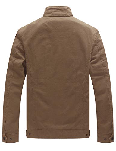 WenVen Chaqueta Entretiempo Casual Algodón Militar Hombre Caqui Small