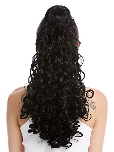 WIG ME UP- 19AXL-V-1 Extensión de pelo coleta larga voluminosa muy rizada negra 50 cm