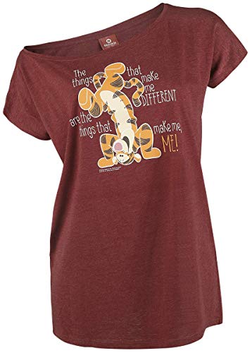 Winnie Pooh Tigger - Different Mujer Camiseta Rojo Jaspeado L, 60% algodón, 40% Viscosa, Ancho